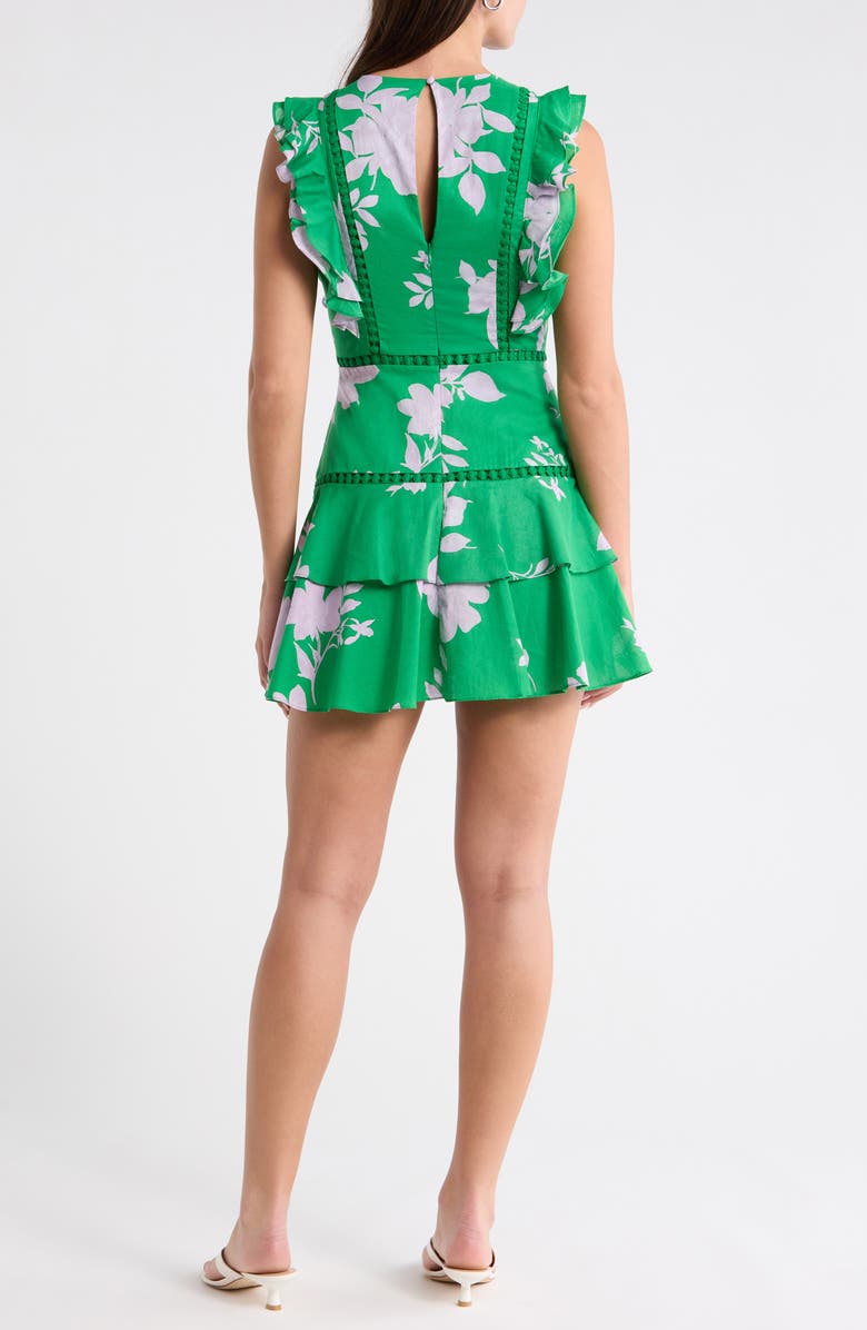 SUGARLIPS Zama Floral Ruffle Minidress, Alternate, color, Kelly-Pink-Multi