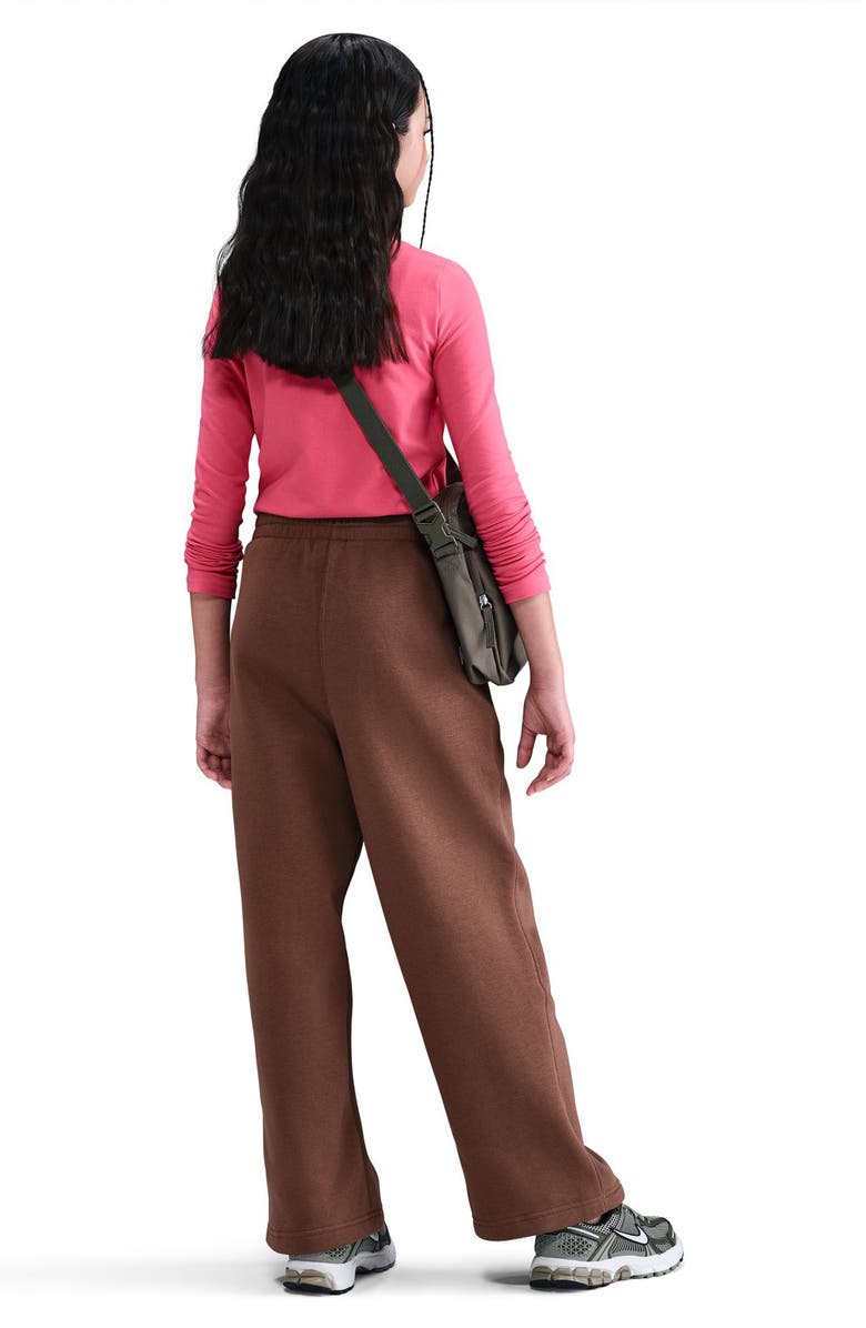 Nike Kids' Sportswear Club Fleece Wide Leg Sweatpants, Alternate, color, Fauna Brown/ Brown/ White