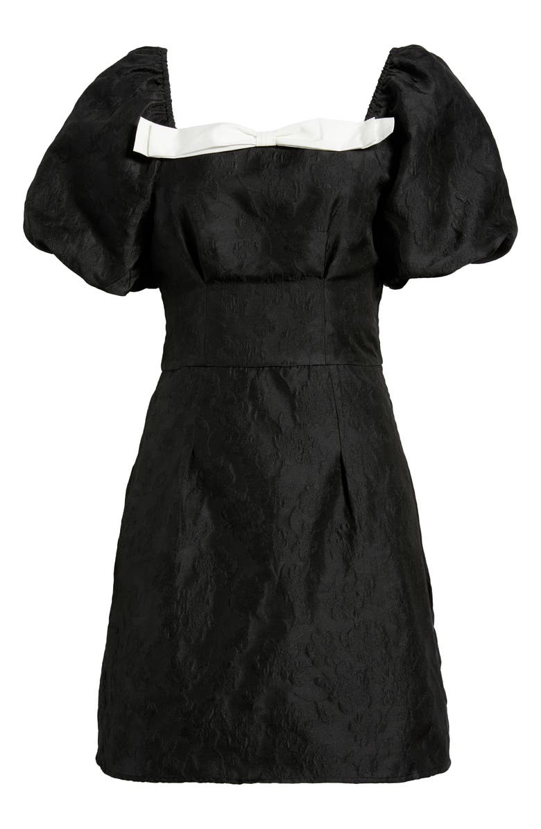 Sister Jane Puff Sleeve Jacquard Cocktail Minidress, Alternate, color, Black