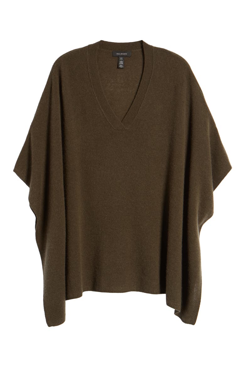Cashmere Poncho, Alternate, color, OLIVE DARK