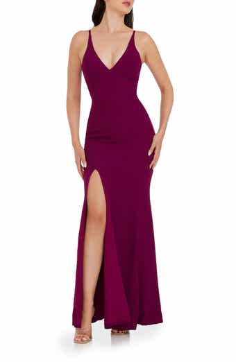 Dress the Population Iris Slit Crepe Gown