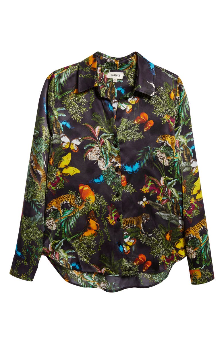 L'AGENCE Tyler Print Silk Shirt, Alternate, color, 