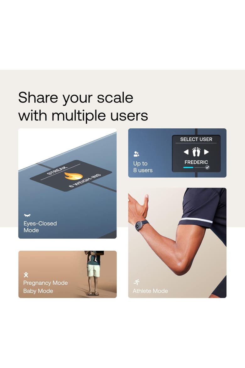Body Smart - Accurate Scale for Body Weight and Fat Percentage, Body Composition Wi-Fi and Bluetooth Weight Scale, Baby Weight Scale, Smart Scale Apple Health Compatible, Bathroom Scale, Alternate, color, Black