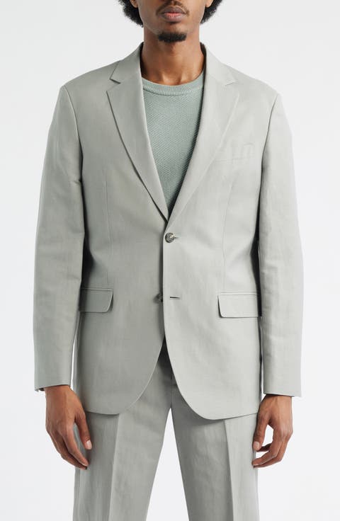 Slim Fit Solid Linen Blend Sport Coat