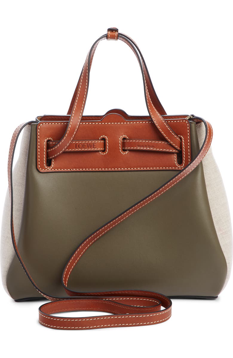 Loewe Mini Lazo Leather & Canvas Bag, Alternate, color,