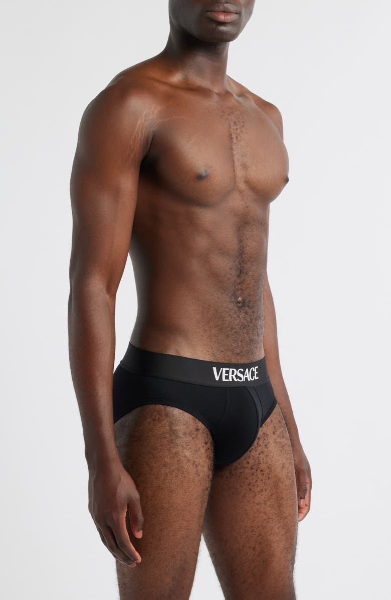 Versace Essential Logo Stretch Cotton Briefs, Alternate, color, 