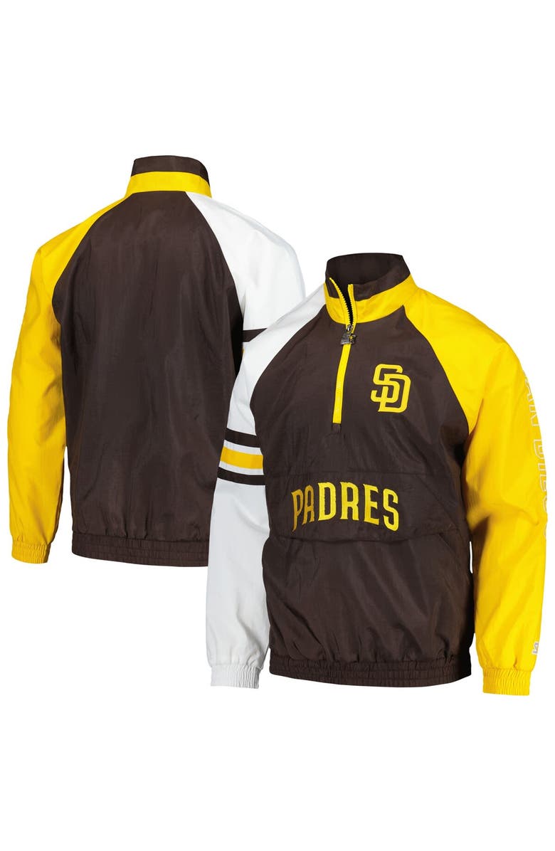 STARTER Men's Starter Brown/Gold San Diego Padres Elite Raglan Half-Zip Jacket, Main, color, Brown