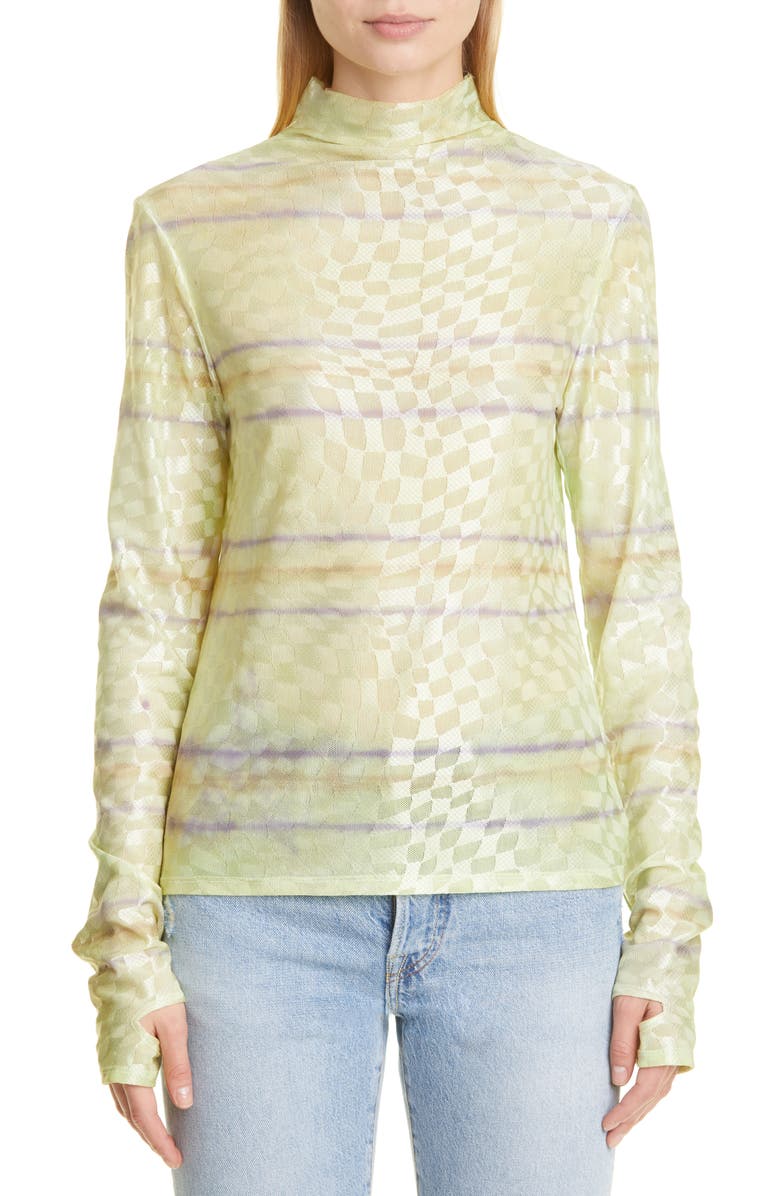 Collina Strada Thumbtastic Mock Neck Mesh Top, Main, color,