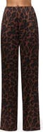 Naked Wardrobe Leopard Print High Waist Stretch Silk Wide Leg Pants