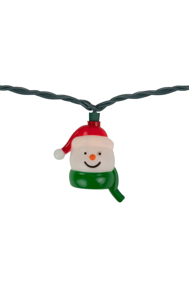 Northlight Snowman Heads with Scarves Christmas Light Set - Clear - 7.5' Green Wire - 10ct, Alternate, color, White