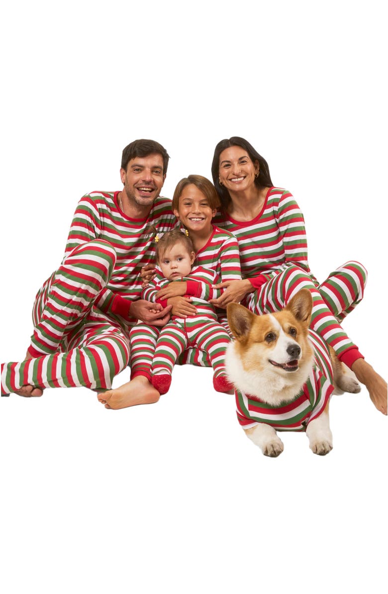 Leveret Footed Striped Cotton Matching Family Holiday Pajamas, Alternate, color, Red White & Green