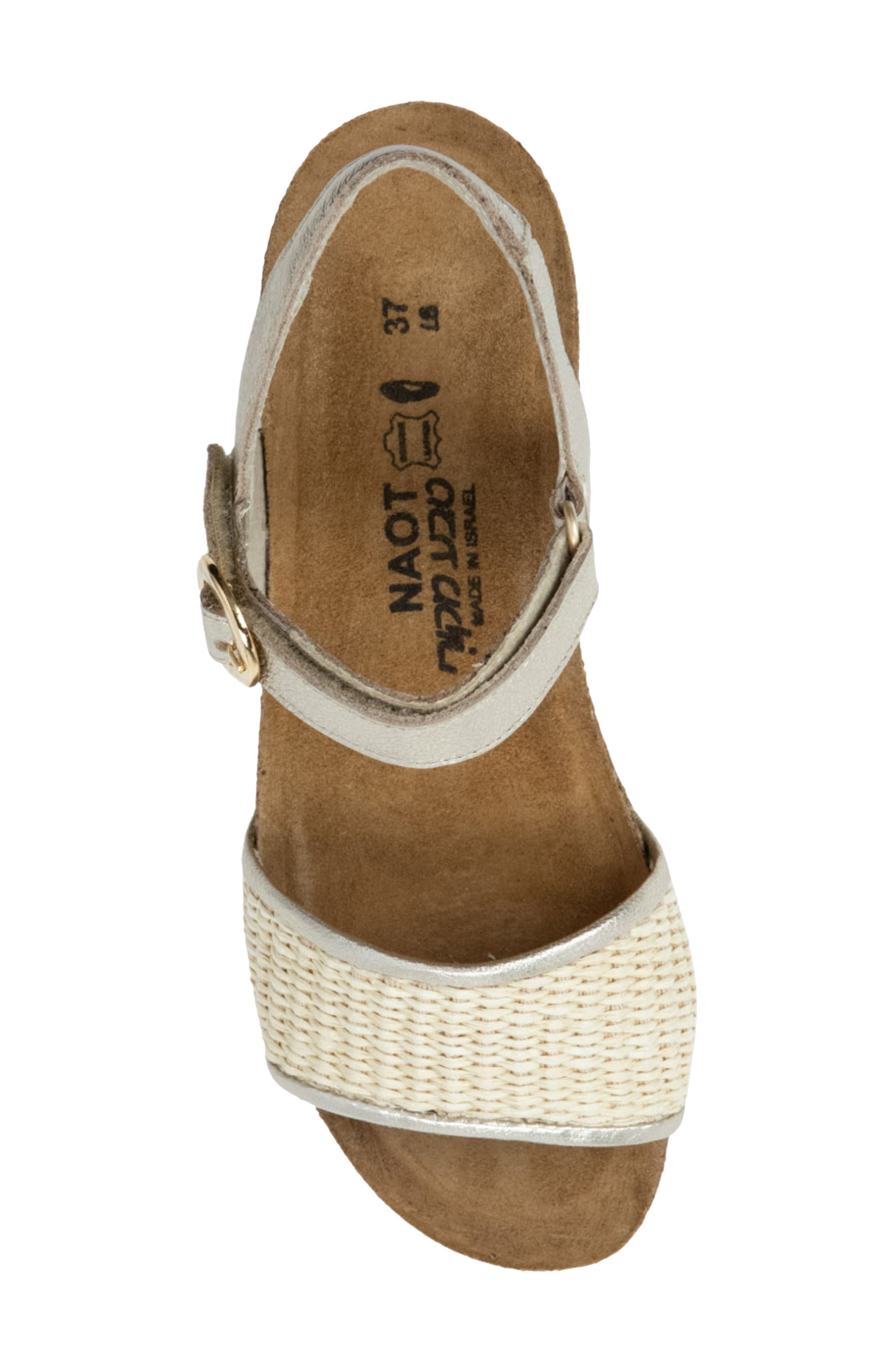 Cecile Wedge Sandal, Alternate, color, RDNT GOLD LEATHER/ BLONDE