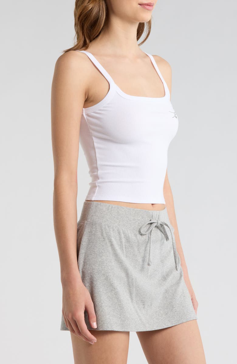 Florence by Mills Couch Date Rose Embroidered Crop Rib Tank, Alternate, color, White/ Pink Rose