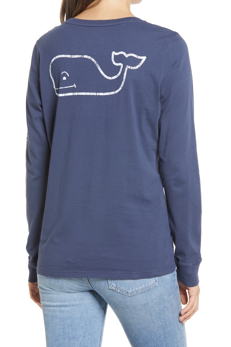 Whale Long Sleeve Pocket Graphic Tee, Alternate, color, BLUE BLAZER