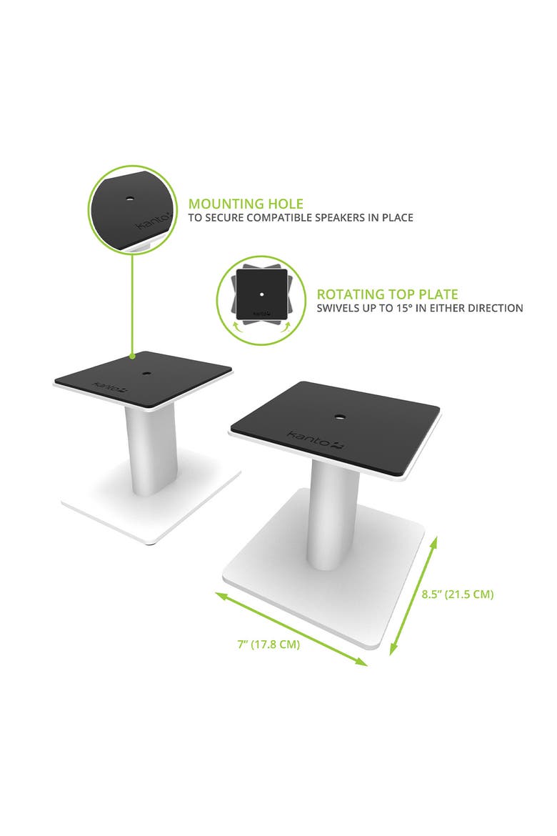 SP6HD 6" Universal Desktop Speaker Stands with Rotating Top Plates and Cable Management - Pair, Alternate, color, White