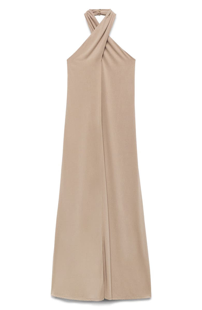 MANGO Midi Halter Dress, Alternate, color, Light/ Pastel Grey