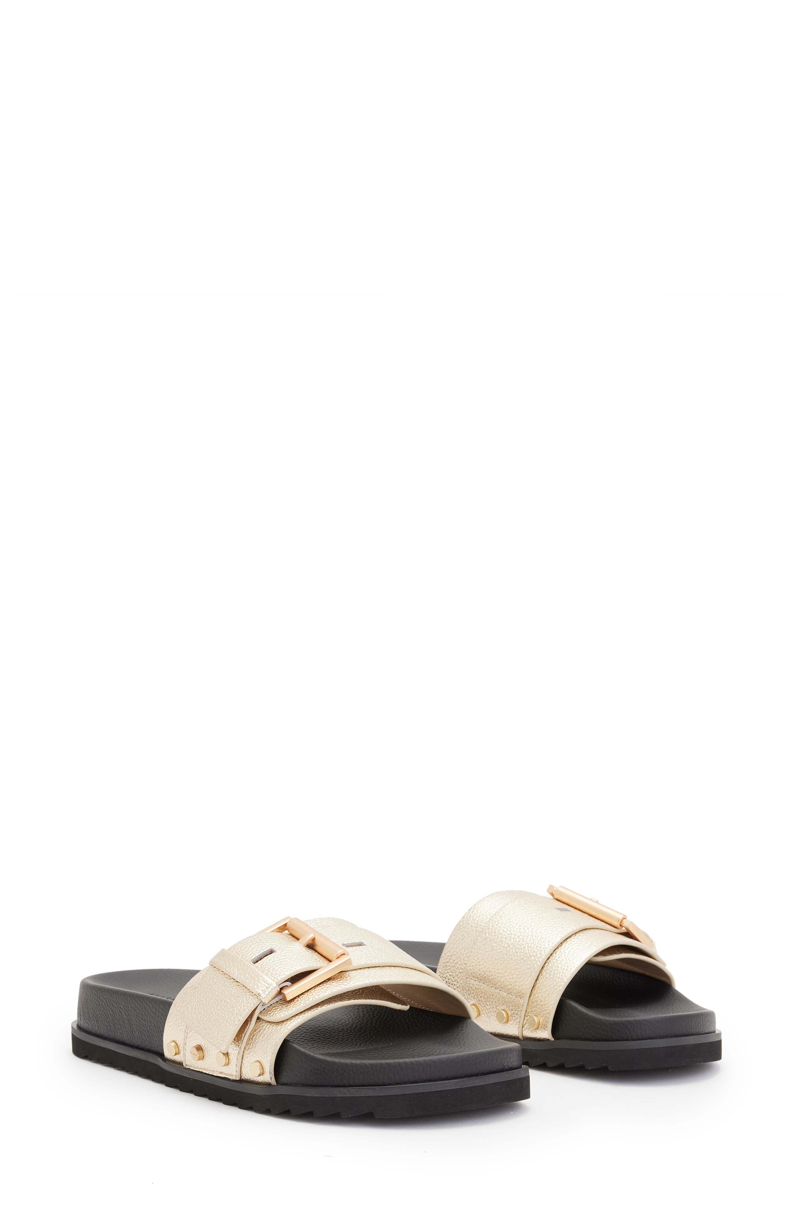 Ellie Stud Slide Sandal, Main, color, METALLIC GOLD
