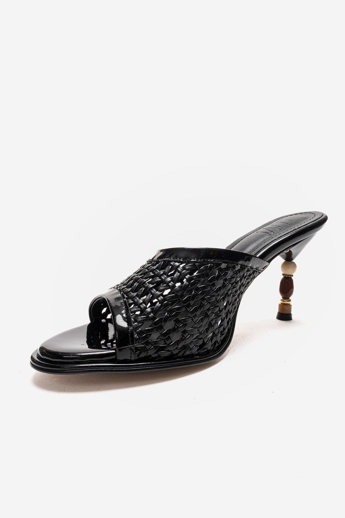 Prologue Shoes Selvian Woven Stiletto Sandal, Alternate, color, Black