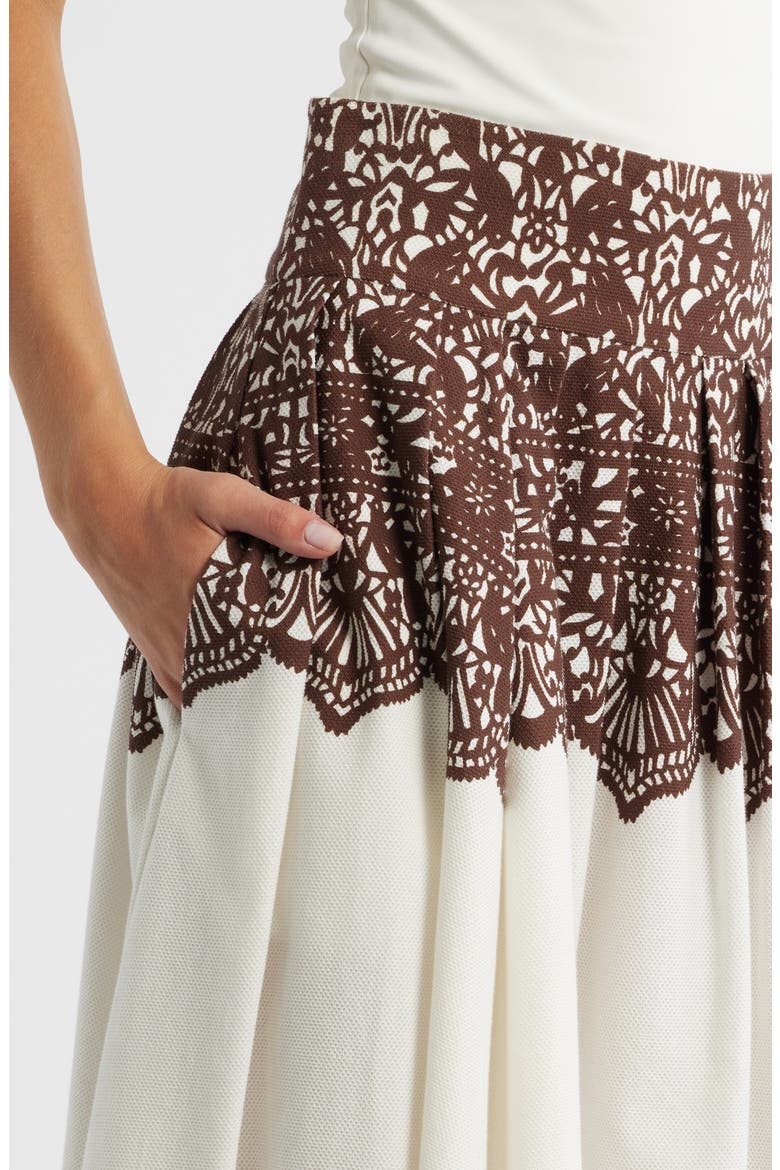 The Regency Pleated Maxi Skirt, Alternate, color, CREAM WITH WESTERN LACE PRINT