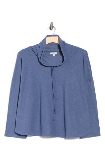 Max Studio Funnel Neck Top In Blue