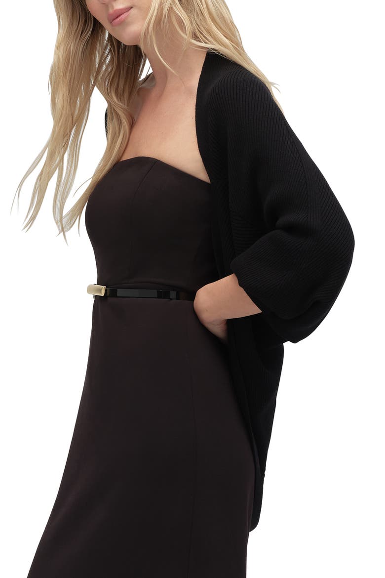 The Layla Rib Wool Shrug Cardigan, Alternate, color, BLACK