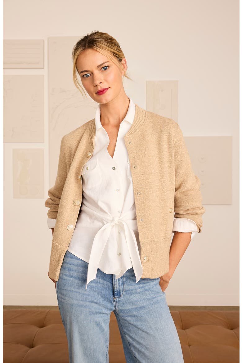 Knit Bomber Jacket, Alternate, color, JUTE
