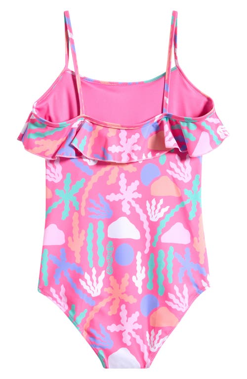 Boardies Kids' Palms Springs Ruffle One-piece Swimsuit In Pink