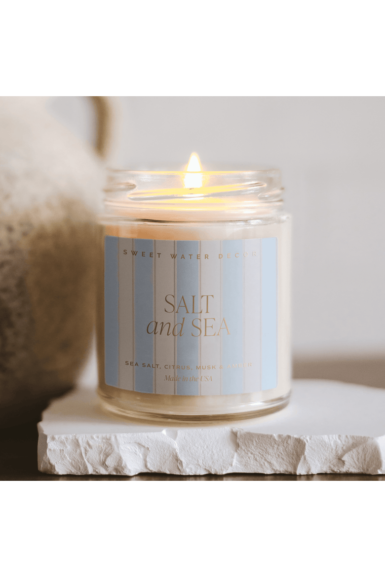 9oz Clear Jar Glass Candle - Patterned Label, Alternate, color, Salt & Sea