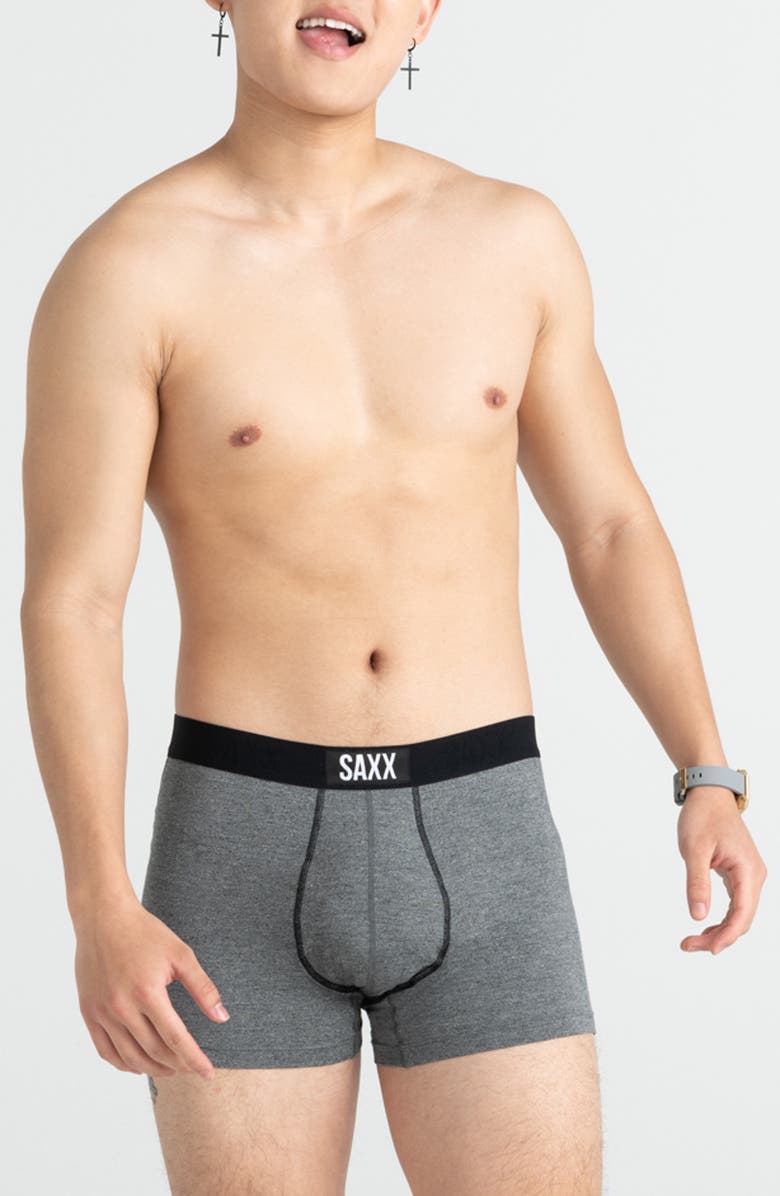 SAXX Slim Fit Vibe 2-Pack Soft Trunks, Main, color, Black/ Grey
