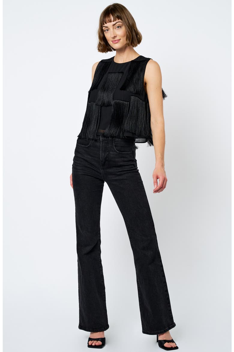 Zinnia Fringe Sleeveless Top, Alternate, color, BLACK