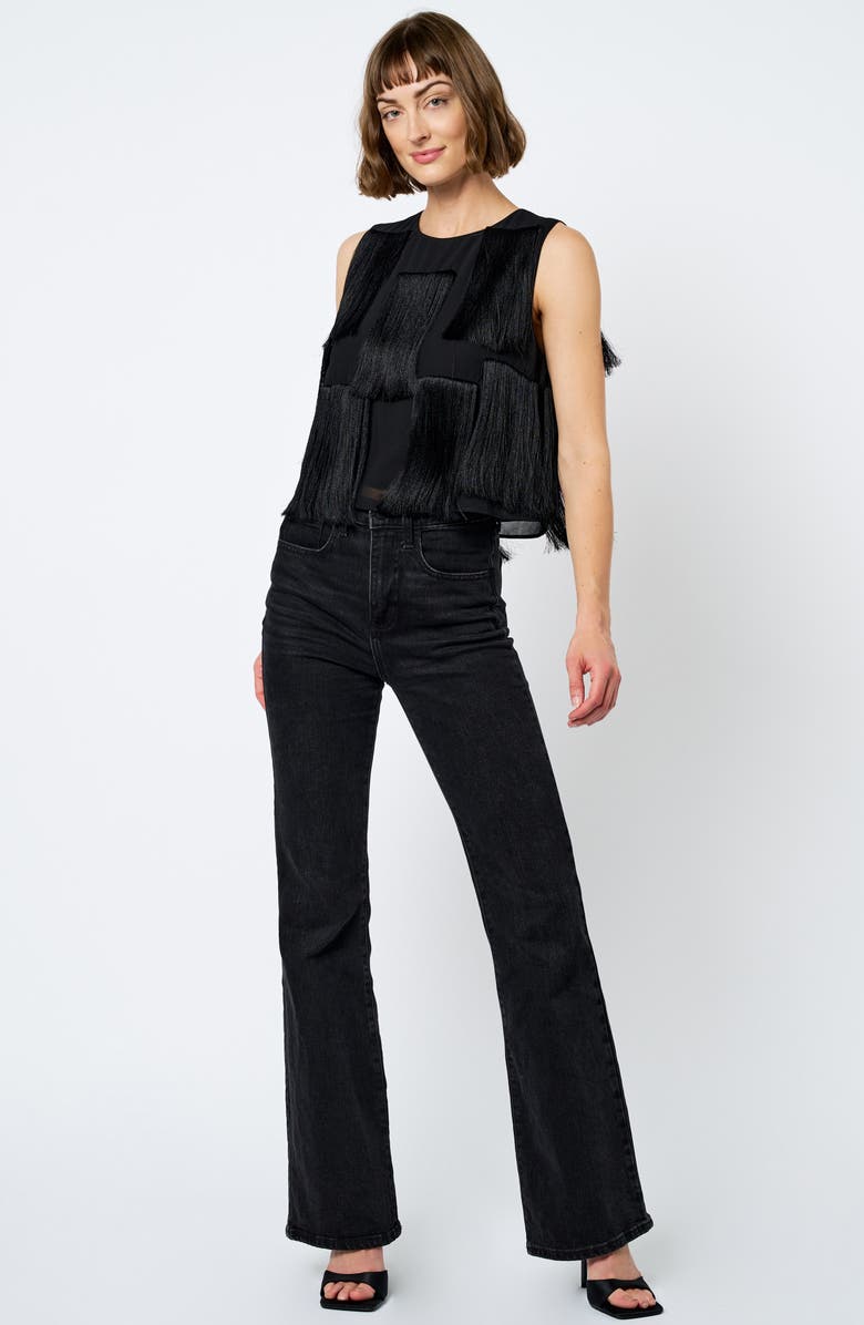 CIEBON Zinnia Fringe Sleeveless Top, Alternate, color, Black