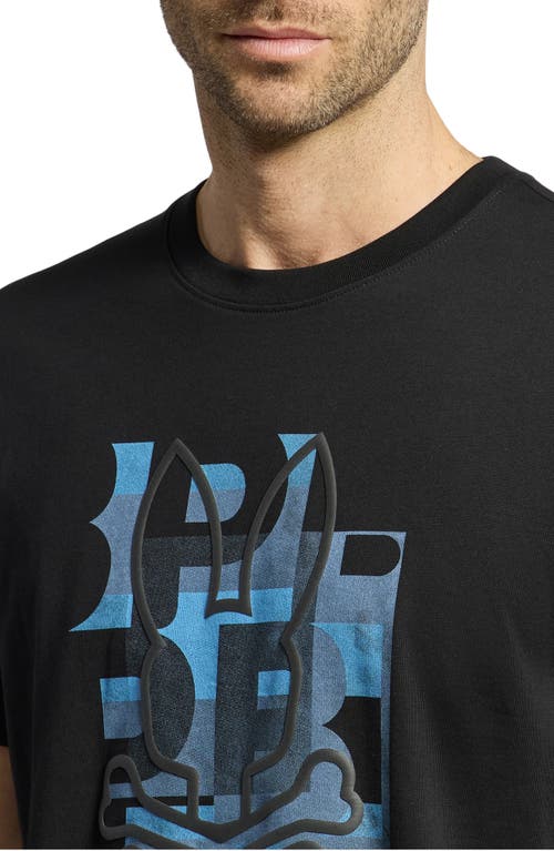 Psycho Bunny Zealand Graphic Applique Logo Tee In Black