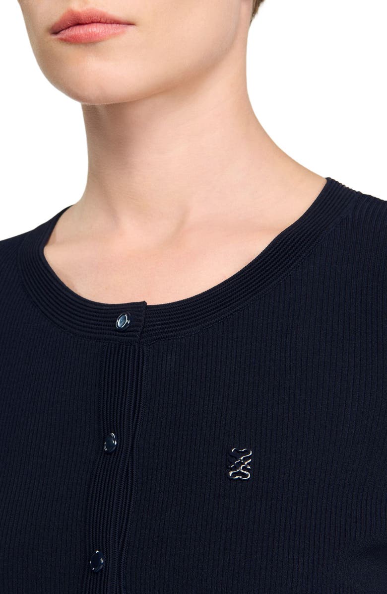 SANDRO Fine knit cardigan, Alternate, color, Navy Blue