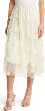 NIKKI LUND Audra Floral Appliqué Chiffon Maxi Skirt