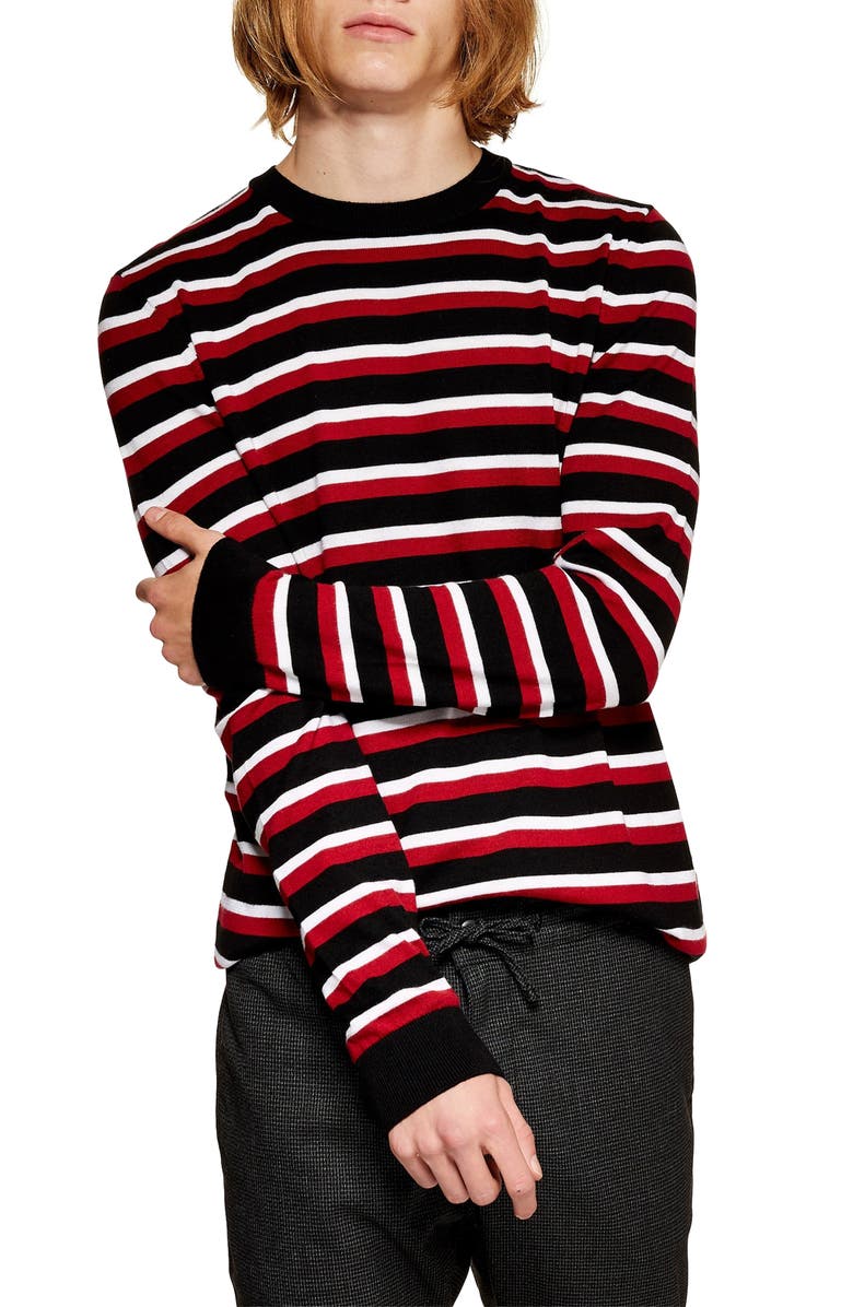 Topman Stripe Crewneck Sweater, Main, color, 
