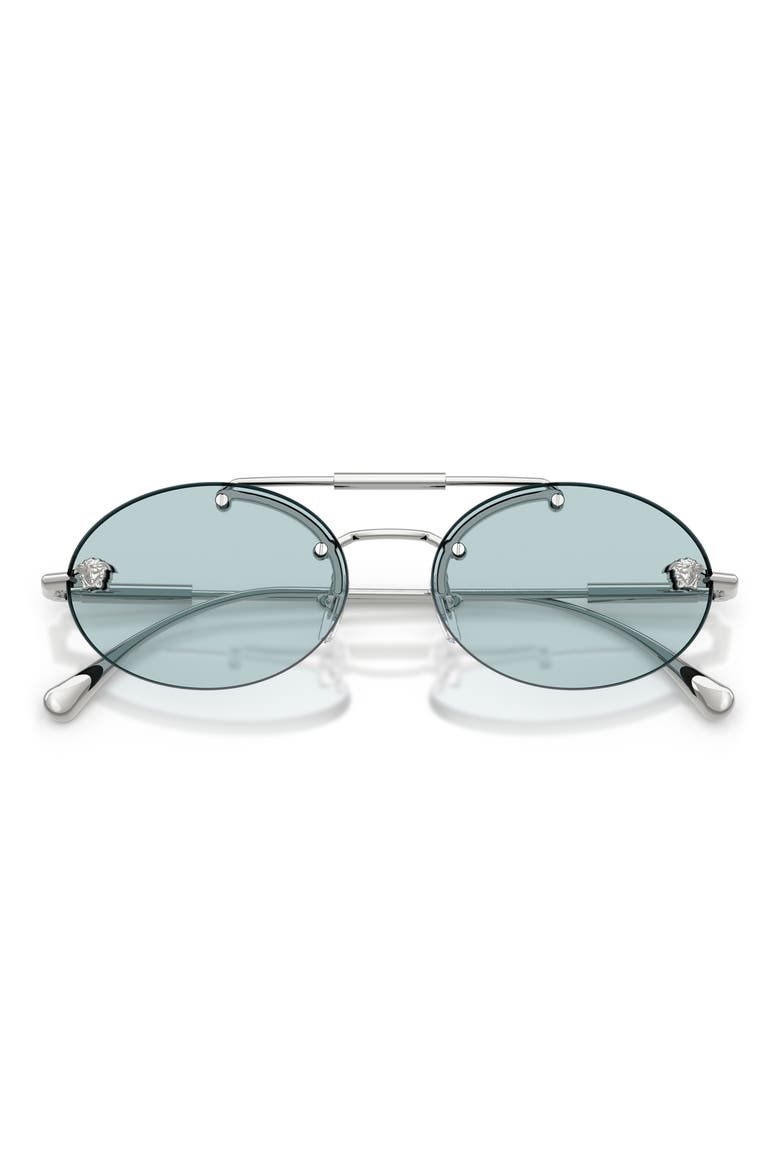 56mm Oval Sunglasses, Alternate, color, SILVER / LIGHT BLUE