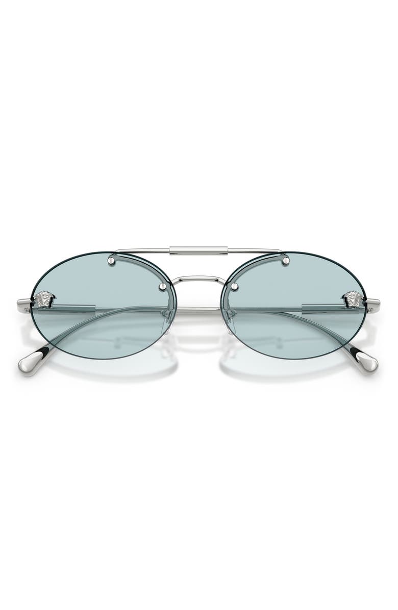 Versace 56mm Oval Sunglasses, Alternate, color, Silver / Light Blue