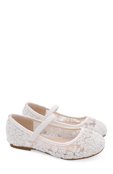 Pas Crochet Lace Mary Jane Flats