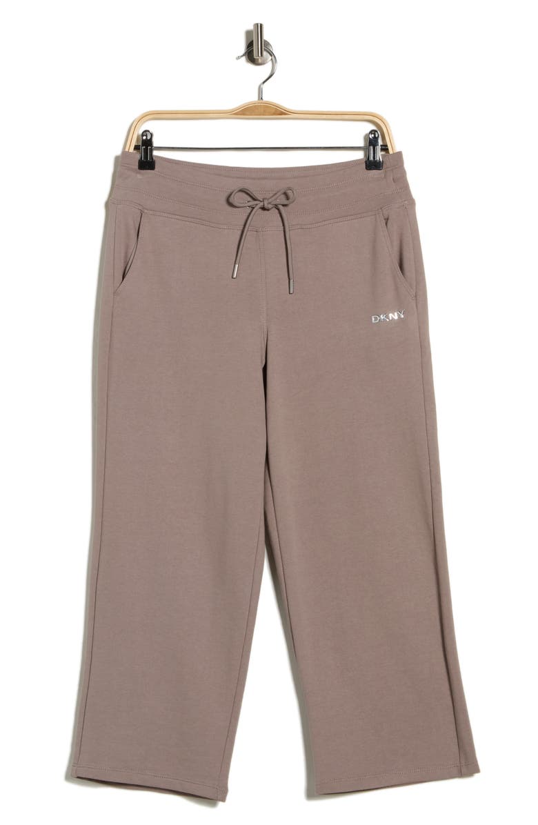 DKNY Drawstring Waist Crop Pants, Alternate, color, Mushroom
