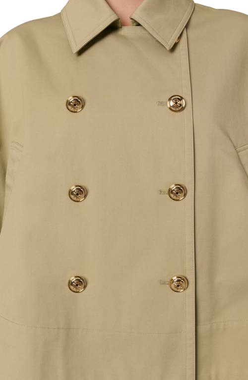 Maje Short Cape-effect Trench Coat In Khaki