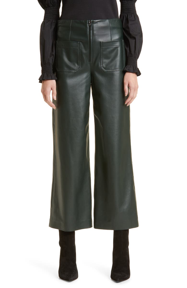 Veronica Beard Jiva Faux Leather Pants, Main, color, Emerald