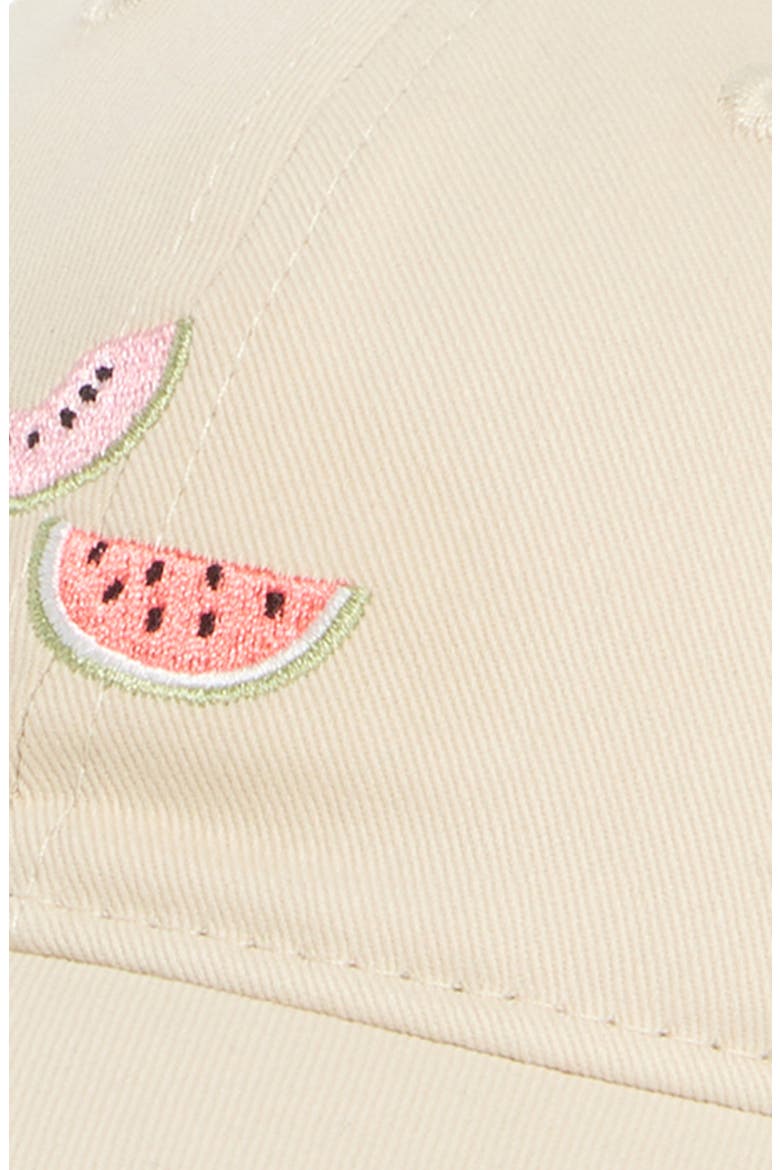 Watermelon Embroidered Cotton Canvas Baseball Cap, Alternate, color, KHAKI