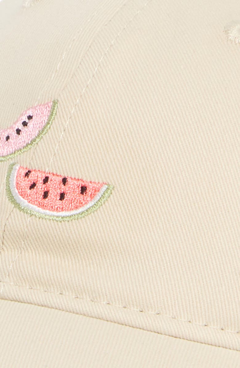 FRASIER STERLING Watermelon Embroidered Cotton Canvas Baseball Cap, Alternate, color, Khaki