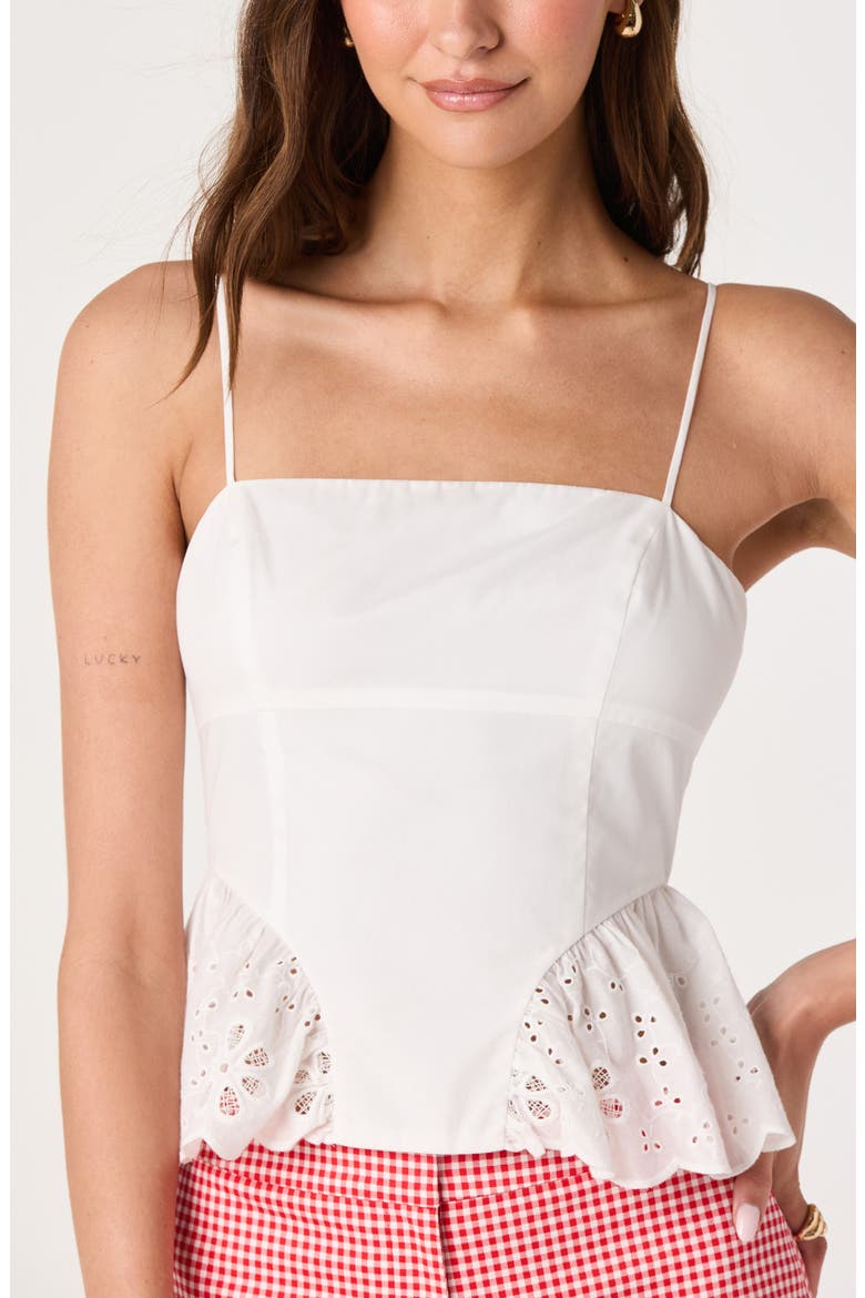 Teale Eyelet Cotton Peplum Top, Alternate, color, WHITE