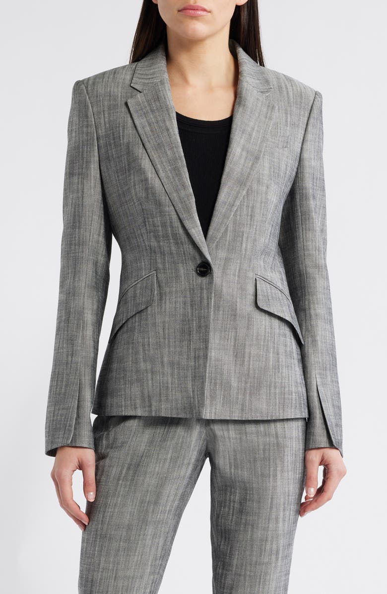 BOSS Jia One-Button Sharkskin Blazer, Main, color, 