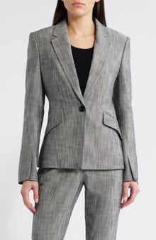 BOSS Jia One-Button Sharkskin Blazer