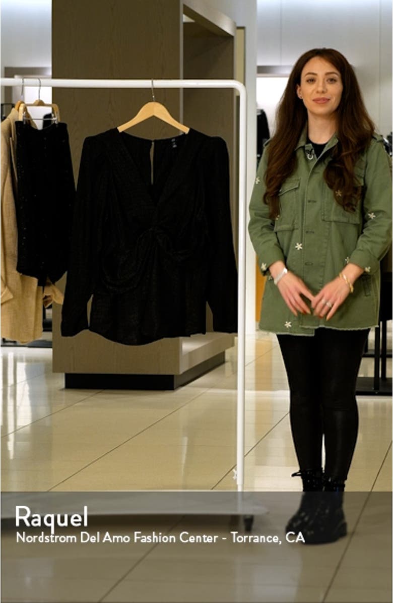 Jacquard Twist Front Long Sleeve Blouse, sales video thumbnail