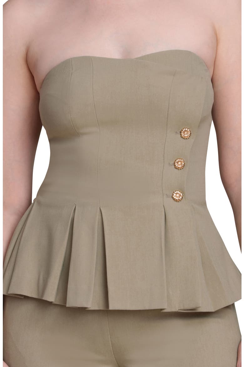 Strapless Pleated Peplum Top, Alternate, color, SAGE