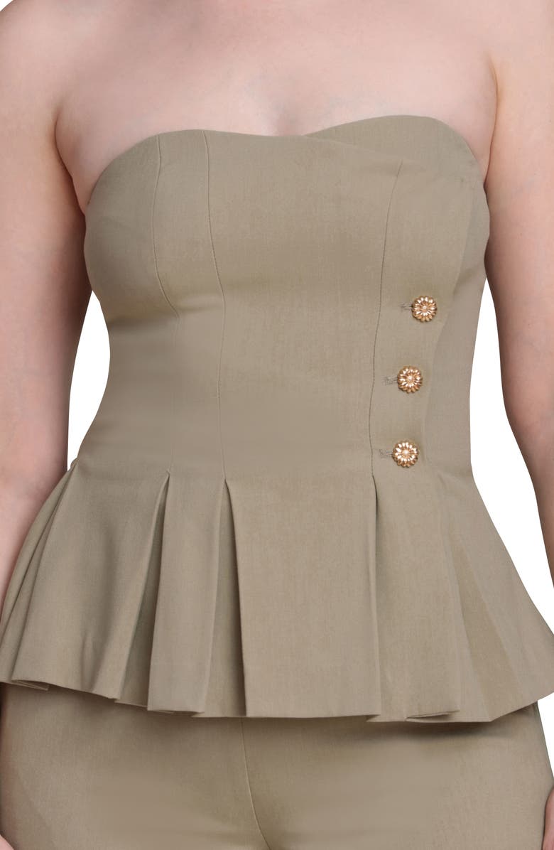 Avec Les Filles Strapless Pleated Peplum Top, Alternate, color, Sage