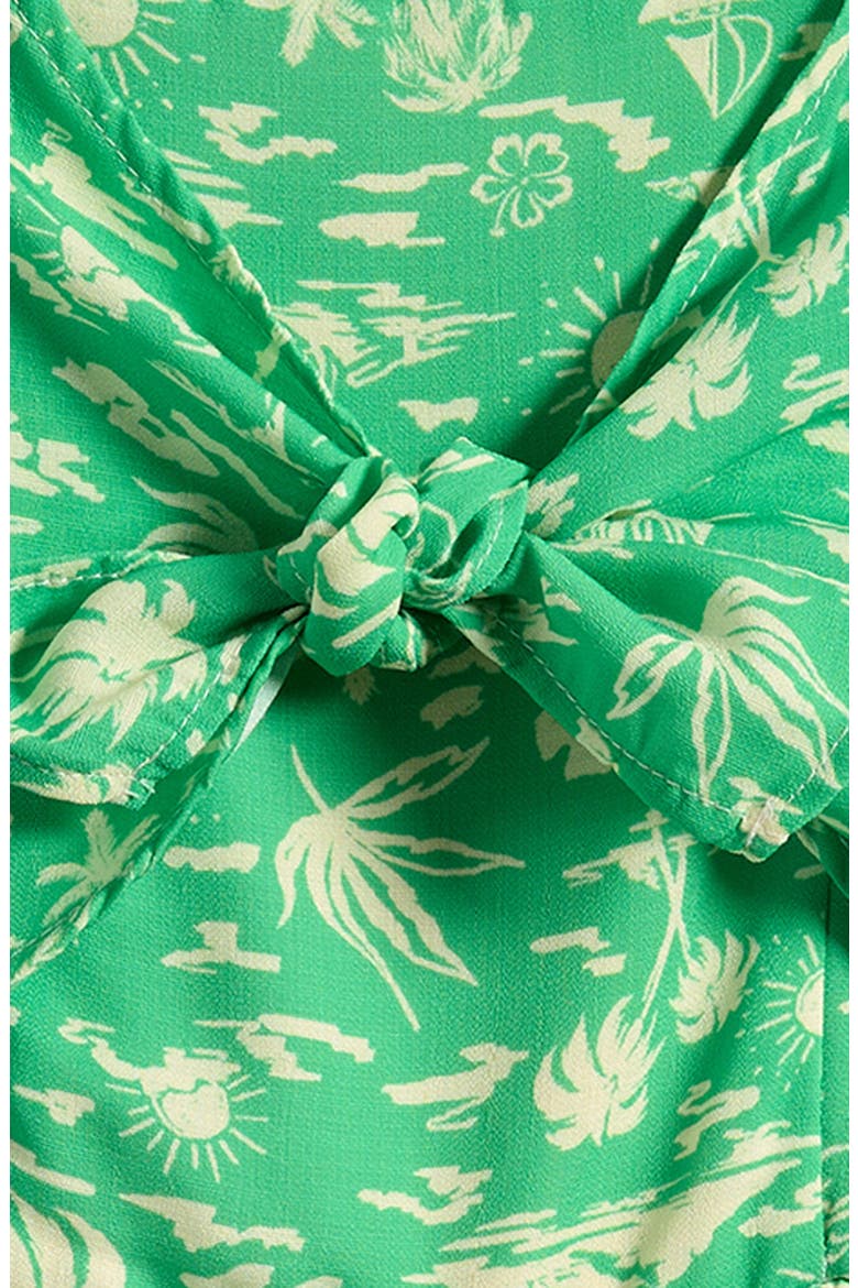 Kids' Knot Front Ruffle Romper, Alternate, color, GREEN